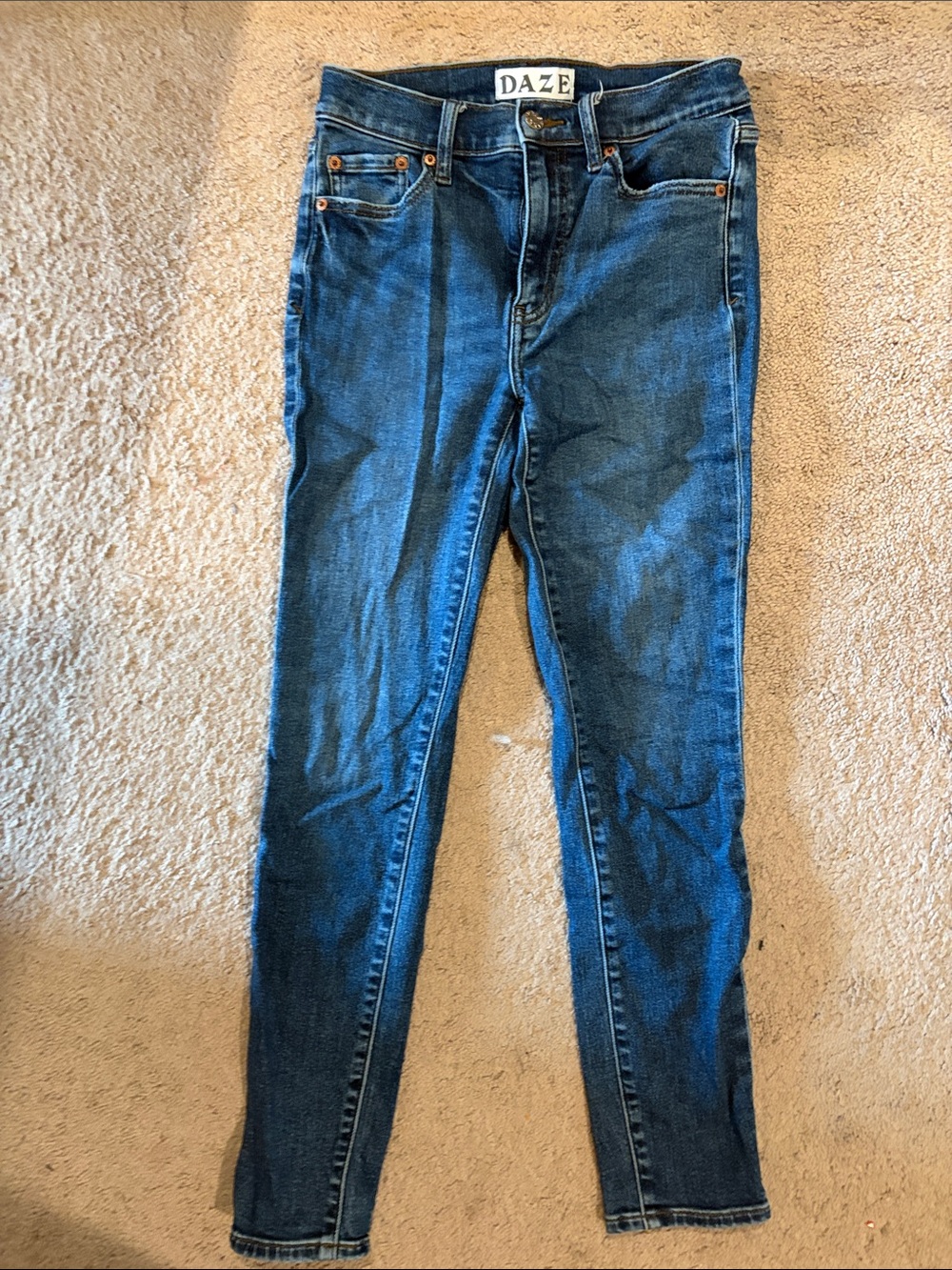 DAZE Women's Dark Blue High-Rise Skinny Jeans